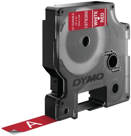 Labeltape Dymo Durable 1978366 12mmx3m wit op rood-3