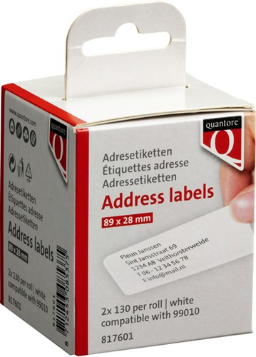 Labeletiket Quantore 99010 89x28mm adres wit