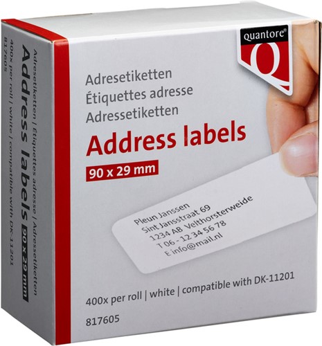 Labeletiket Quantore DK-11201 29x90mm adres wit-3