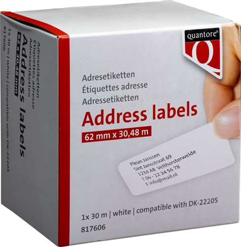 Labeletiket Quantore DK-22205 62x30,48m wit