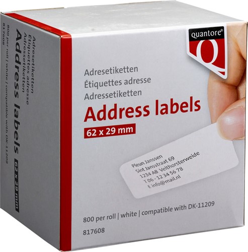 Labeletiket Quantore DK-11209 29x62mm adres wit-3
