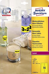 Etiket Avery L7263Y-25 99.1x38.1mm neon geel 350 etiketten