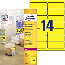 Etiket Avery L7263Y-100 99.1x38.1mm neon geel 1400stuks