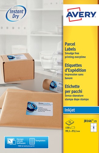 Etiket Avery J8166-25 99.1x93.1mm wit 150 stuks