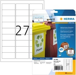 Etiket Herma 4864 63.5x29.6mm polyester wit 270stuks