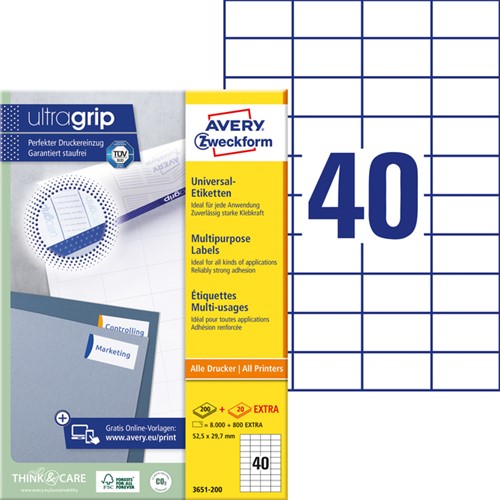 Etiket Avery Zweckform 3651 52.5x29.7mm wit 8000stuks-2