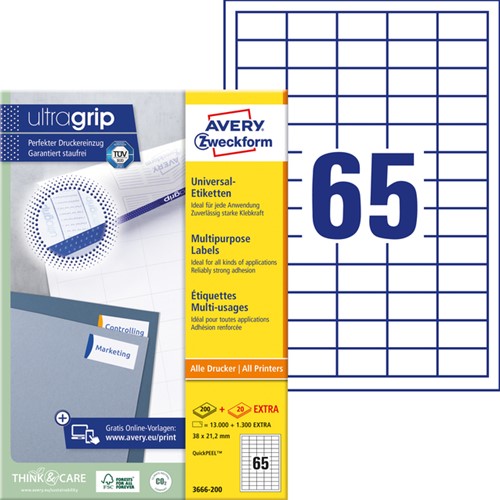 Etiket Avery 3666-200 38x21.2mm wit 13000 stuks-2