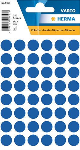 Etiket HERMA 1853 rond 13mm donkerblauw 240 etiketten