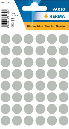 Etiket HERMA 1858 rond 13mm grijs 240 etiketten