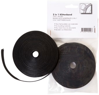 Klittenband Budget kabelbinder 2-in 1 13mmx10m zwart