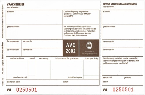 Vrachtbrief Budget BVA 1001 19x12cm 3voud 100stuks blanco