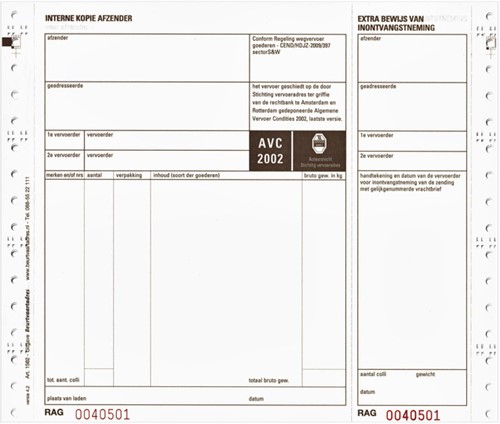 Vrachtbrief Budget BVA 1562 240x200mm 4voud 100stuks