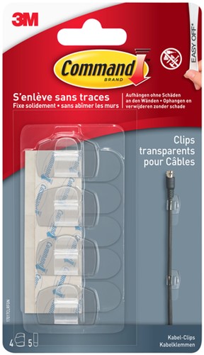 Bevestigingsstrip Command 3M 17017CLR 4 kabelclips rond
