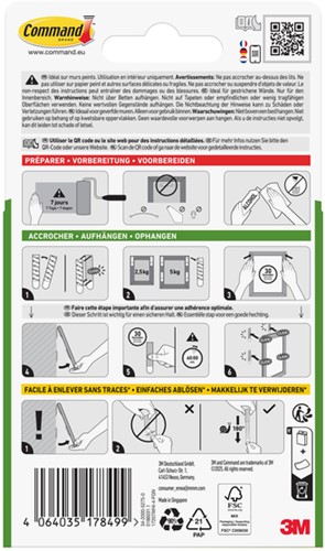 Bevestigingsstrip Command 3M 17207C klikstrip licht 5,4kg-3