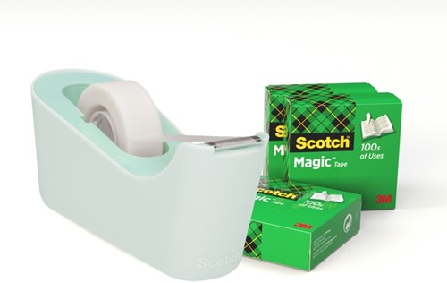 Plakbandhouder Scotch C18 mint + 4rol magic tape 19mmx33m