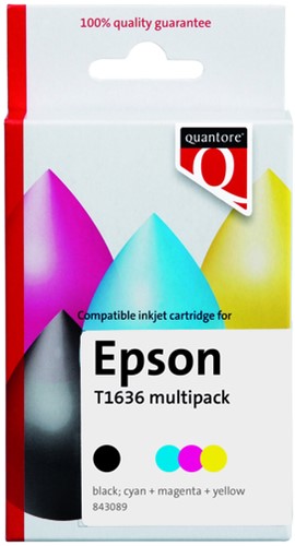 Inktcartridge Quantore Epson 16XL T1636 zwart + 3 kleuren HC