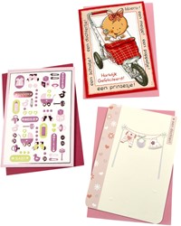 Wenskaart Paperclip navulset geboorte dochter set à 6 kaarten