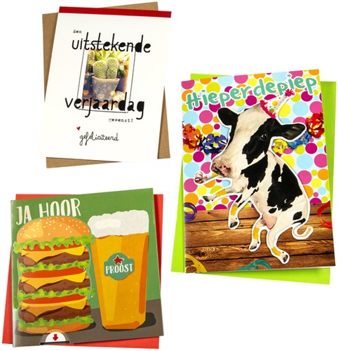 Wenskaart Paperclip verjaardag humor navulset à 12 stuks