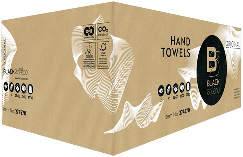 Handdoek Satino Black 25x23cm 2-laags zigzag 3200st.-2