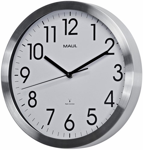 Wandklok MAUL Move RC Ø30,5x4.5cm aluminium/wit incl.batterij-2