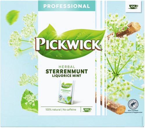 Thee Pickwick sterrenmunt 100 zakjes van 2gram met envelop