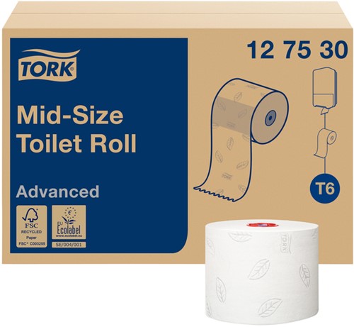 Toiletpapier Tork T6 127530 Advanced 2laags 100m 27rollen