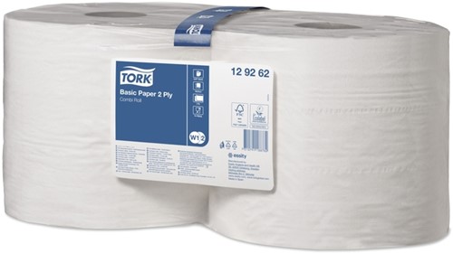Poetsrol Tork W1 129262 2laags 23cmx340m 2rollen wit