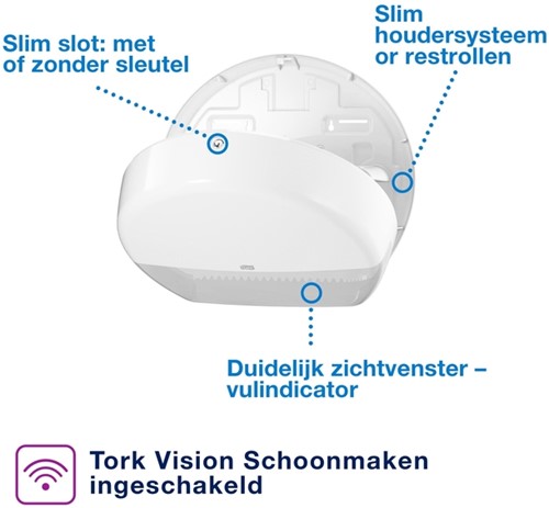 Dispenser Tork T1 554000 jumbo toiletpapierdispenser wit-3