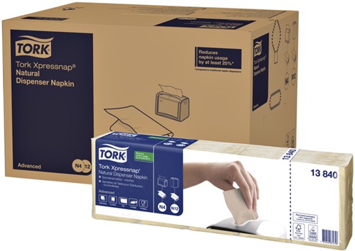 Servet Tork N4 Xpressnap Advanced 1/4 vouw 1-laags 213x330mm 1125 vel naturel 13840-3