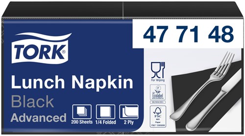 Servetten Tork 477148 2laags 33x33cm zwart 200st.