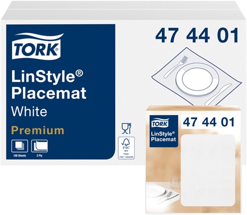Placemats Tork 474538 1laags 42x27cm wit 500st.-2
