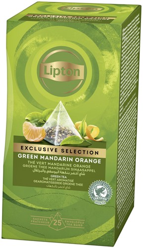 Thee Lipton Exclusive Groene thee Mandarijn 25 piramidezakjes-2
