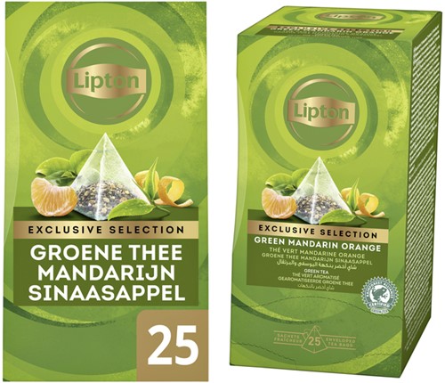 Thee Lipton Exclusive Groene thee Mandarijn 25 piramidezakjes-3