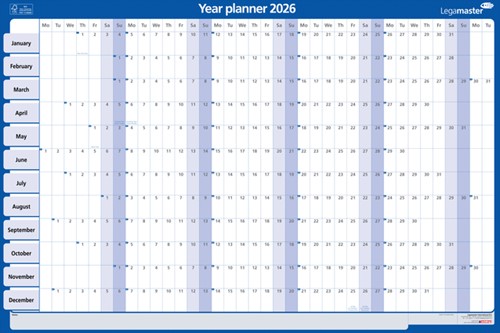 Jaarplanner 2021 Legamaster 60x90cm horizontaal oprolbaar