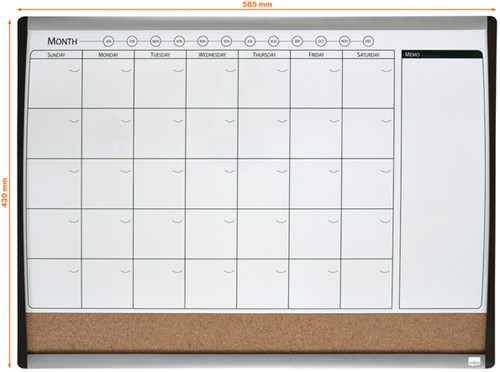 Whiteboard Duobord Rexel 58.5x43cm planning gewelfd-2