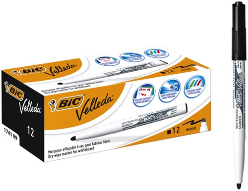 Viltstift Bic 1741 whiteboard rond zwart 1.4mm-3