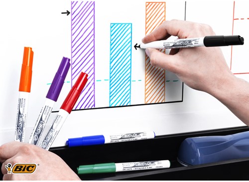 Viltstift Bic 1744 whiteboard rond ass 1.4mm blister à 4st-2