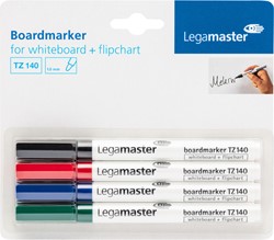 Viltstift Legamaster TZ140 whiteboard rond assorti 1mm 4st
