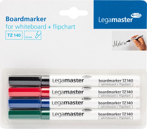 Viltstift Legamaster TZ140 whiteboard rond assorti 1mm 4st