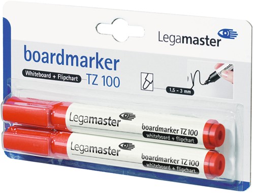 Viltstift Legamaster TZ100 whiteboard rond rood 1.5-3mm 2s