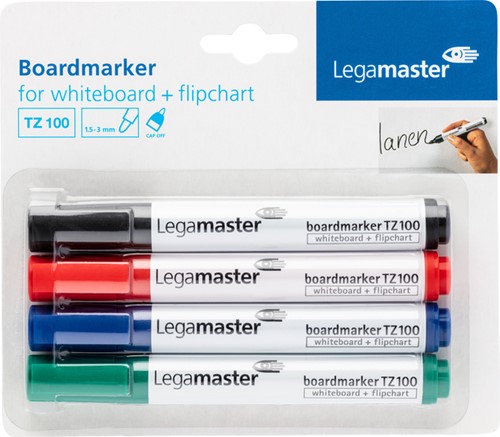 Whiteboardmarker Legamaster TZ 100 rond 1.5-3mm assorti blister à 4 stuks