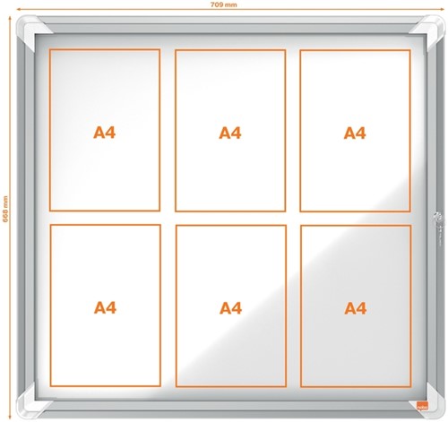 Vitrinekast Nobo draaideur voor buiten 6x A4 magnetisch-3