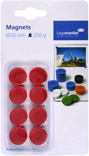 Magneet Legamaster 20mm 250gr rood 8stuks