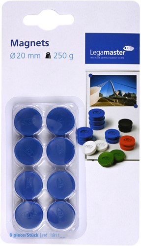 Magneet Legamaster 20mm 250gr blauw 8stuks