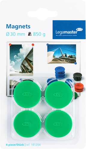 Magneet Legamaster 30mm 850gr groen 4stuks
