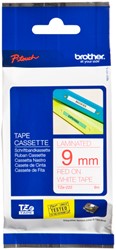 Labeltape Brother P-touch TZE-222 9mm rood op wit