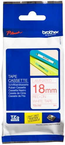 Labeltape Brother P-touch TZE-242 18mm rood op wit