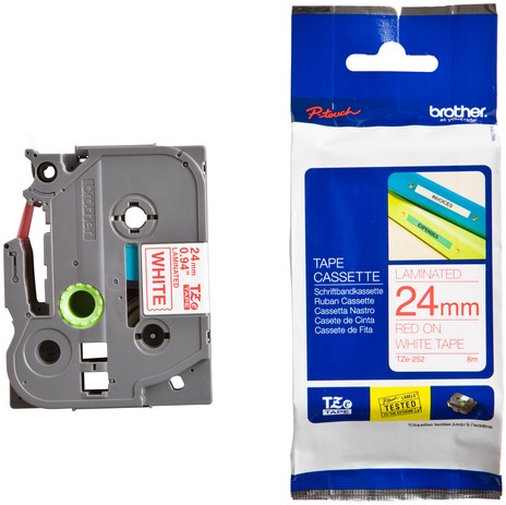 Labeltape Brother P-touch TZE-252 24mm rood op wit-3