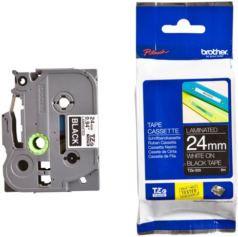 Labeltape Brother P-touch TZE-355 24mm wit op zwart-3