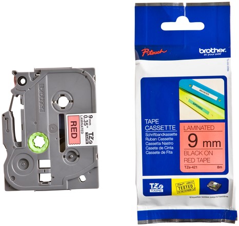 Labeltape Brother P-touch TZE-421 9mm zwart op rood-3